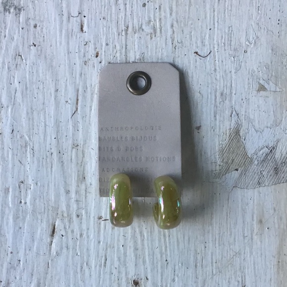 Anthropologie EARRINGS Iridescent Resin HOOPS - Picture 2 of 3